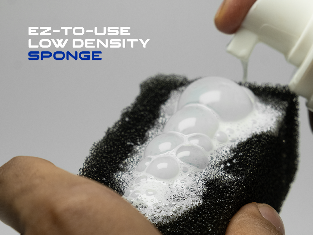 Low density sponge for suede and nubuck cleaning